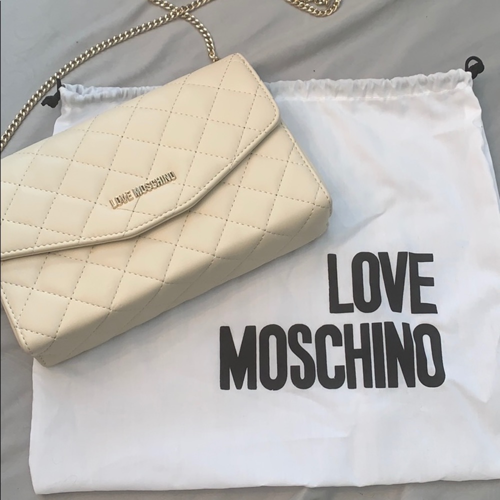 White love moschino cross body bag